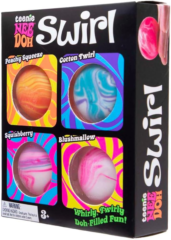 NeeDoh Teenie Swirl 4 Pack – Sensory Squeeze Toy – 1.5″ in Diameter