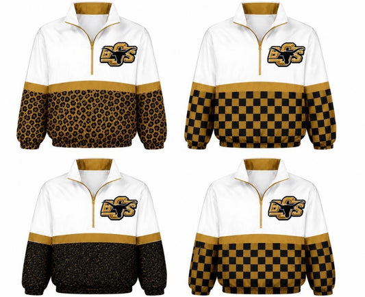 Cheetah, Checkered Windbreaker Jacket-Mustard, White & Black