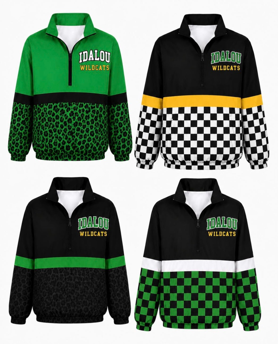 Cheetah, Checkered Windbreaker Jacket-Green, White & Black