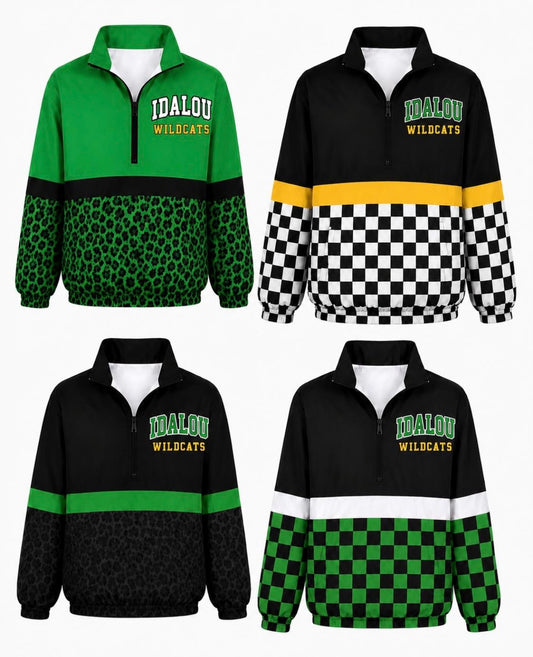 Cheetah, Checkered Windbreaker Jacket-Green, White & Black