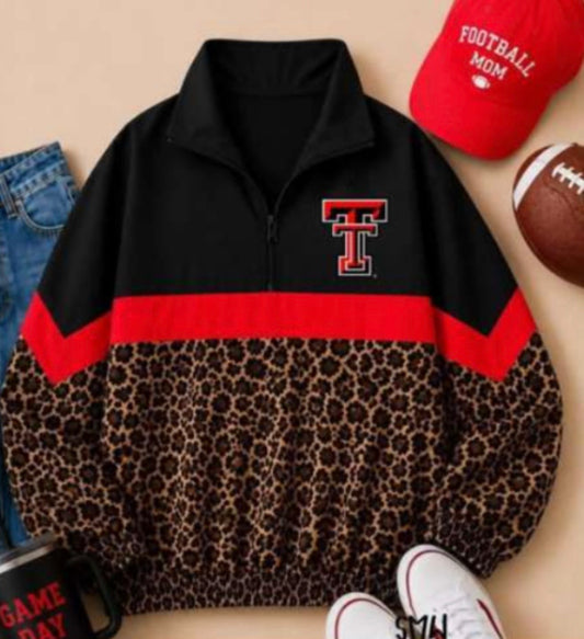 Cheetah Windbreaker Jacket-Red & Black