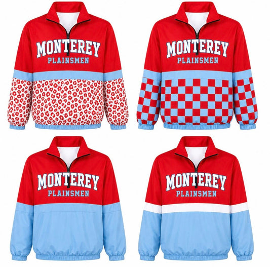 Cheetah, Checkered Windbreaker Jacket-Red, White & Sky Blue