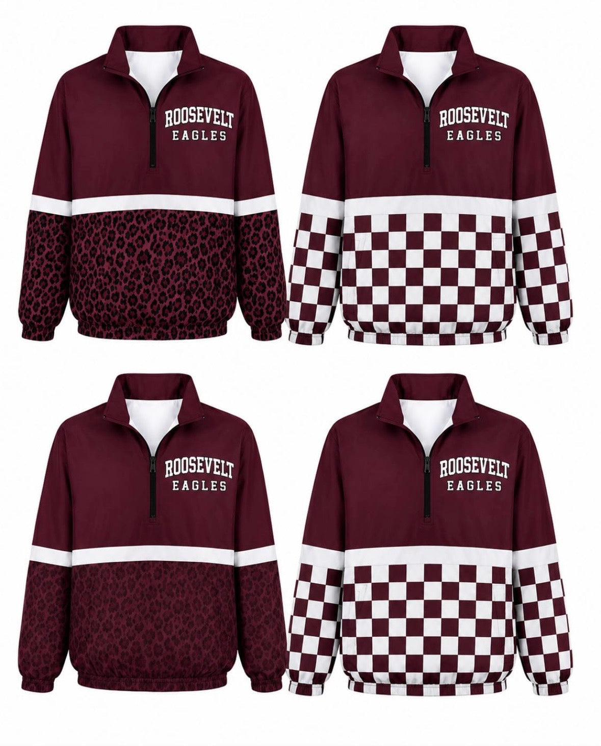 Cheetah, Checkered Windbreaker Jacket-Burgandy