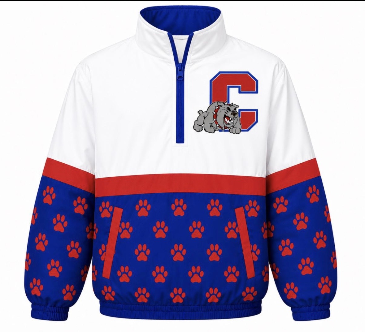 Paw print Windbreaker Jacket-Red, White & Blue