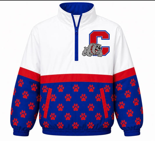 Paw print Windbreaker Jacket-Red, White & Blue