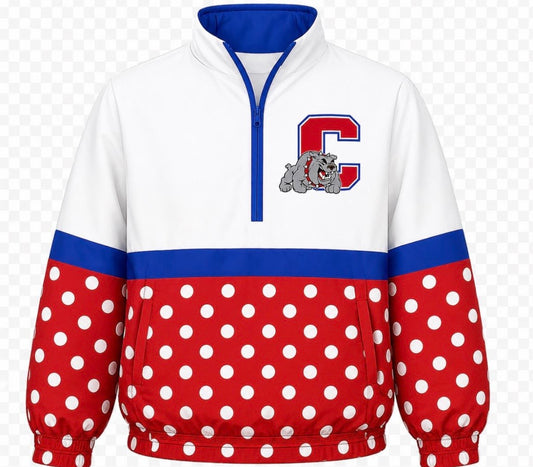 Polka Dot Windbreaker Jacket-Red, White & Blue