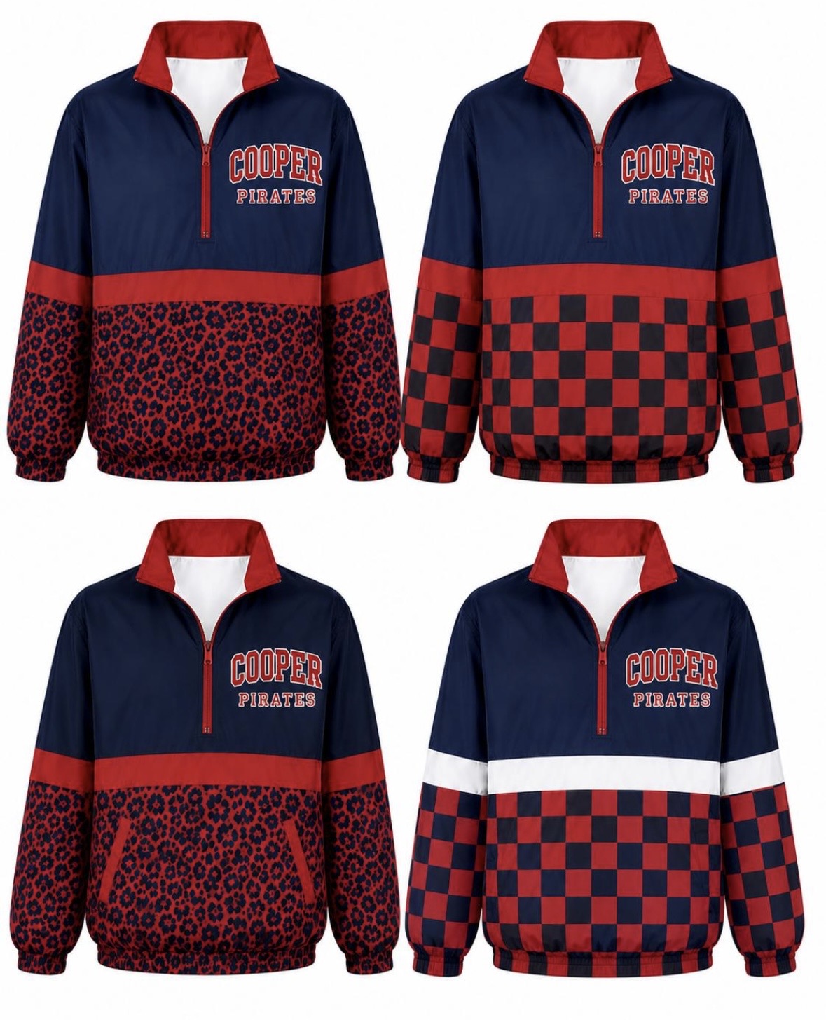 Cheetah, Checkered Windbreaker Jacket-Res, White & Navy