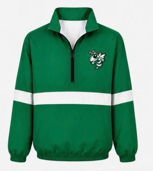 Stripe Windbreaker Jacket-Green & White