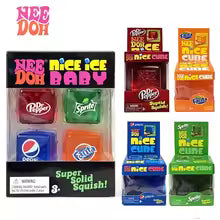 Needoh Nice Ice Baby 4 Pack Teenie Cube Fidget Relief Sensory Toy Cola Sprite Cube Squish Toy Maltose Non-toxic Gift