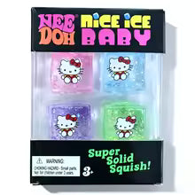 Needoh Hello Kitty Maltose Ice Cube Square Fidget Toy 3cm, 4 Colors Sensory Toy Stress Anxiety Relief Educational Squeeze Toy for Kids