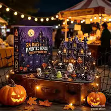 Halloween Haunted House Advent Calendar 24 days With Mini Figures Buildable Scene
